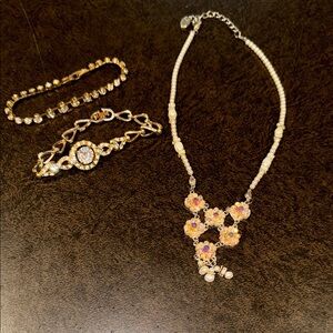 Elegant Gold and Silver Necklace and Bracelet Set